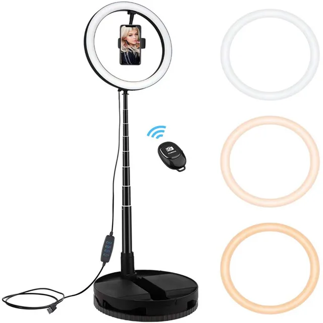 2023 New 10 Inch Foldable Stretchable Led Ring Light Live Camera Fill Light for Live Streaming Makeup Photography Compatible