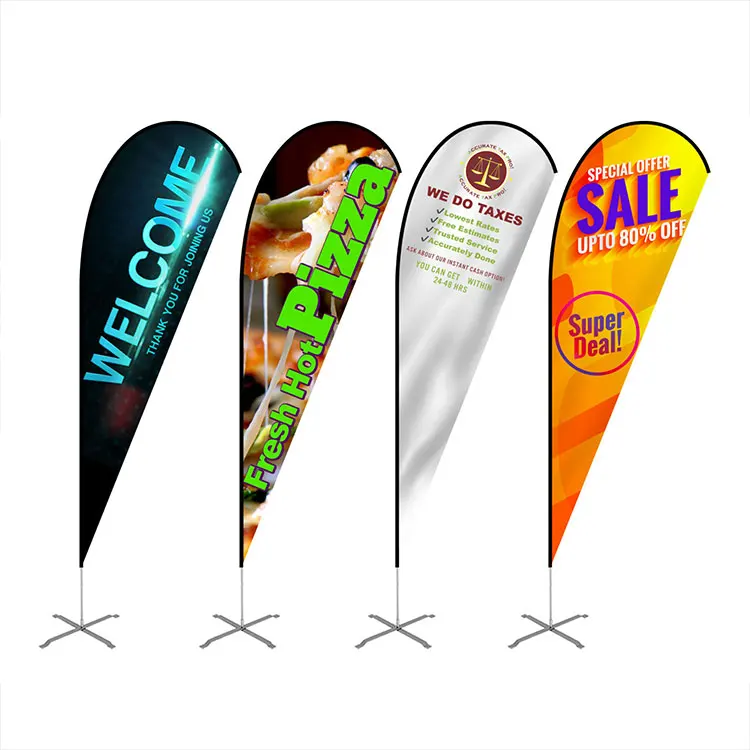 Outdoor Eco Promotional Flying Tear Drop Beach Flag Banner Double Sided Print 2M 3M 4M 5M Durable Custom Teardrop Flag