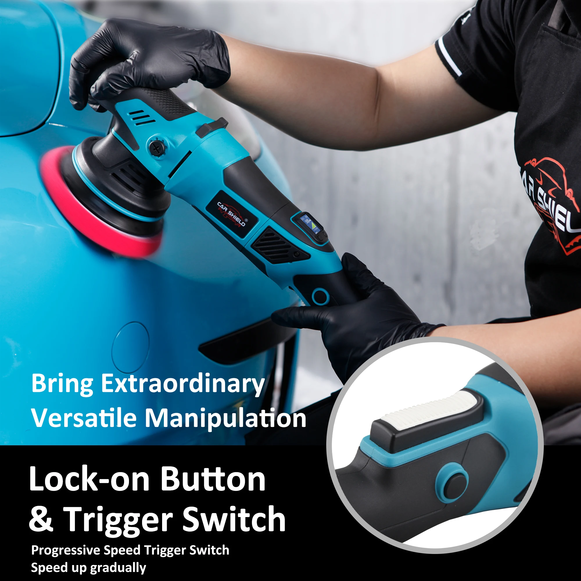 Car Shield 5 Inch 15mm Orbital Car Polisher Machine 125mm Dual Action Buffer Polisher