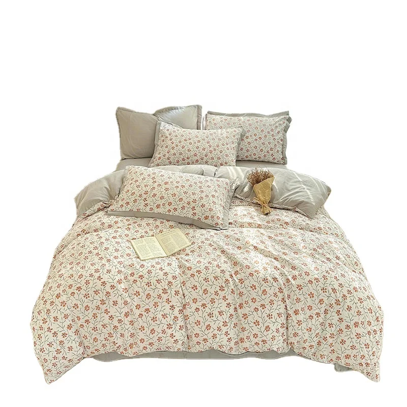Polyester Duvet Cover Set Flora Design-A Bedding Set Brushed Microfiber Duvet Cover Bed Sheet Pillowcase Bedding Set