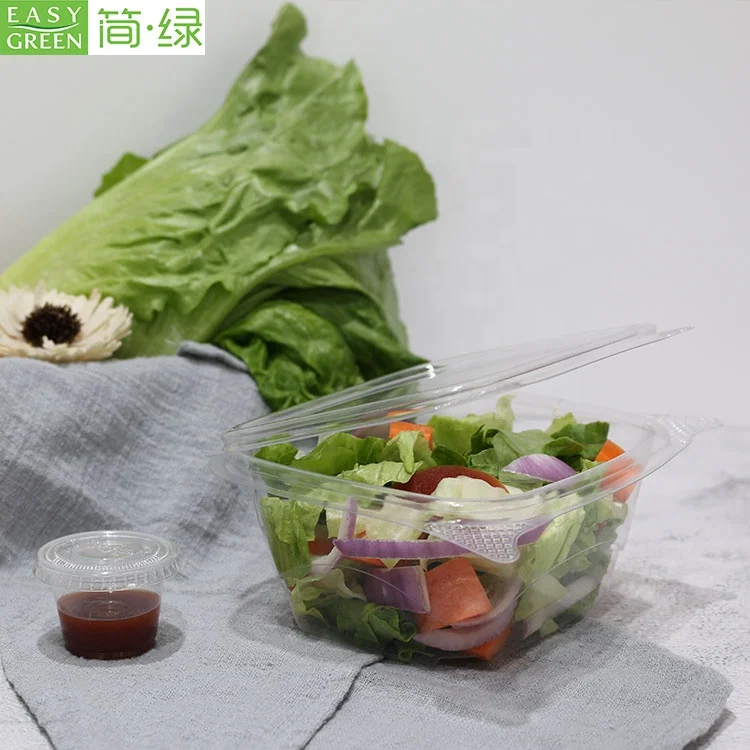 Easy Green Clear RPET Salad Bowls with Lids, Disposable Salad Bowls, Plastic Salad Containers for Dinner