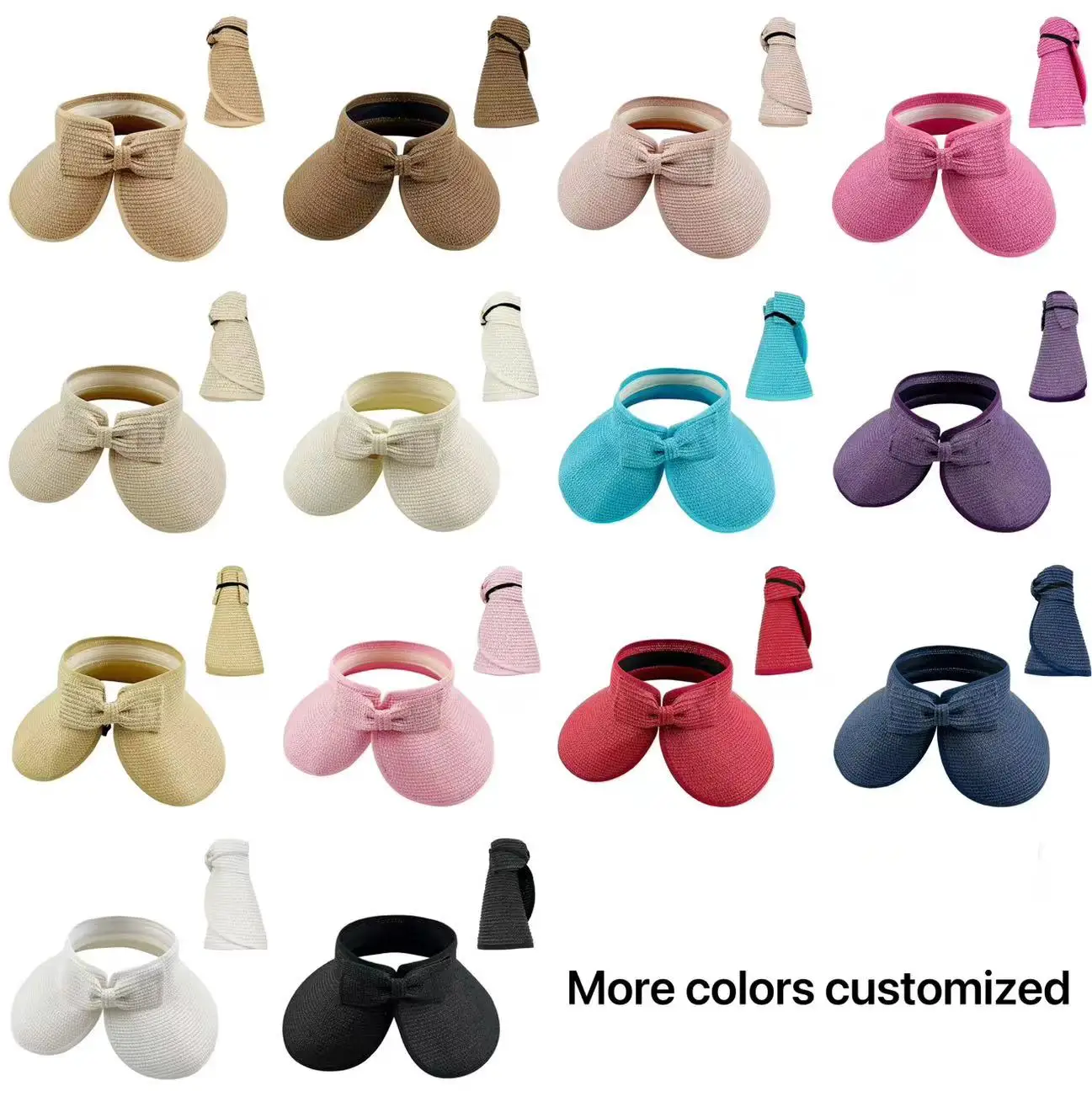 Women Summer Fashion Sun Visor Hats Wide Brim Large Straw Beach Hat For Outdoor