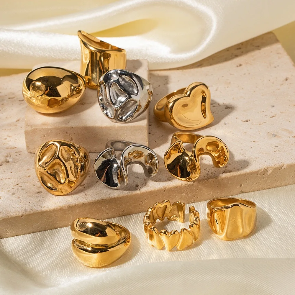 Luxurious 18K Stainless Steel Ring High Quality Waterproof Fashion Jewelry with Smooth Style rings