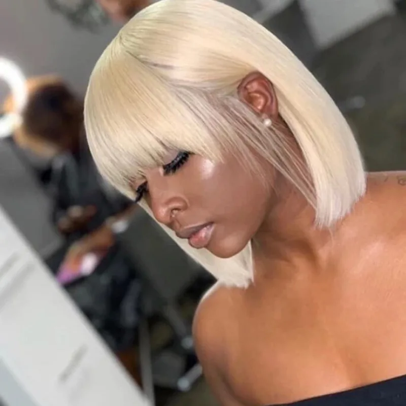 Women Natural Bob Black And Honey Blond Silk Straight Heat Resistant Soft Synthetic Wig