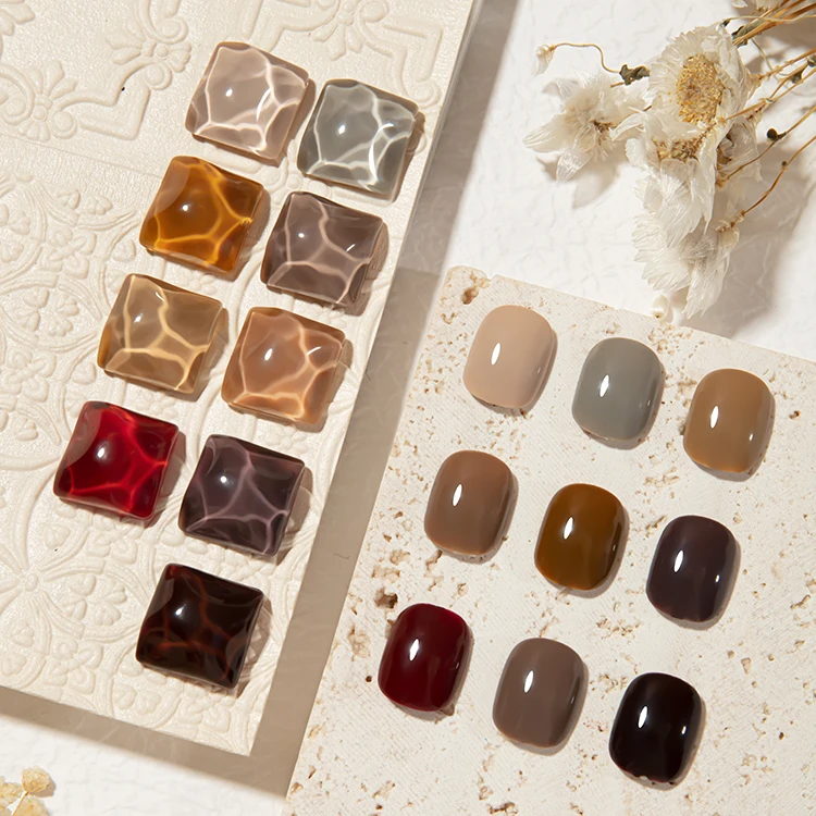 ZRKGEL 2024 Fall/Winter 9 colors coffee soak off Gel Nail Polish high pigmented Free Sample Nail Art Odorless UV Gel Polish Set