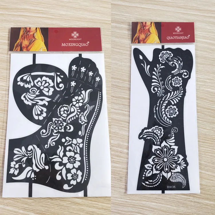 Foot Henna Tattoo Stencils Red Tattoo Templates Reusable For Women Teens Girls