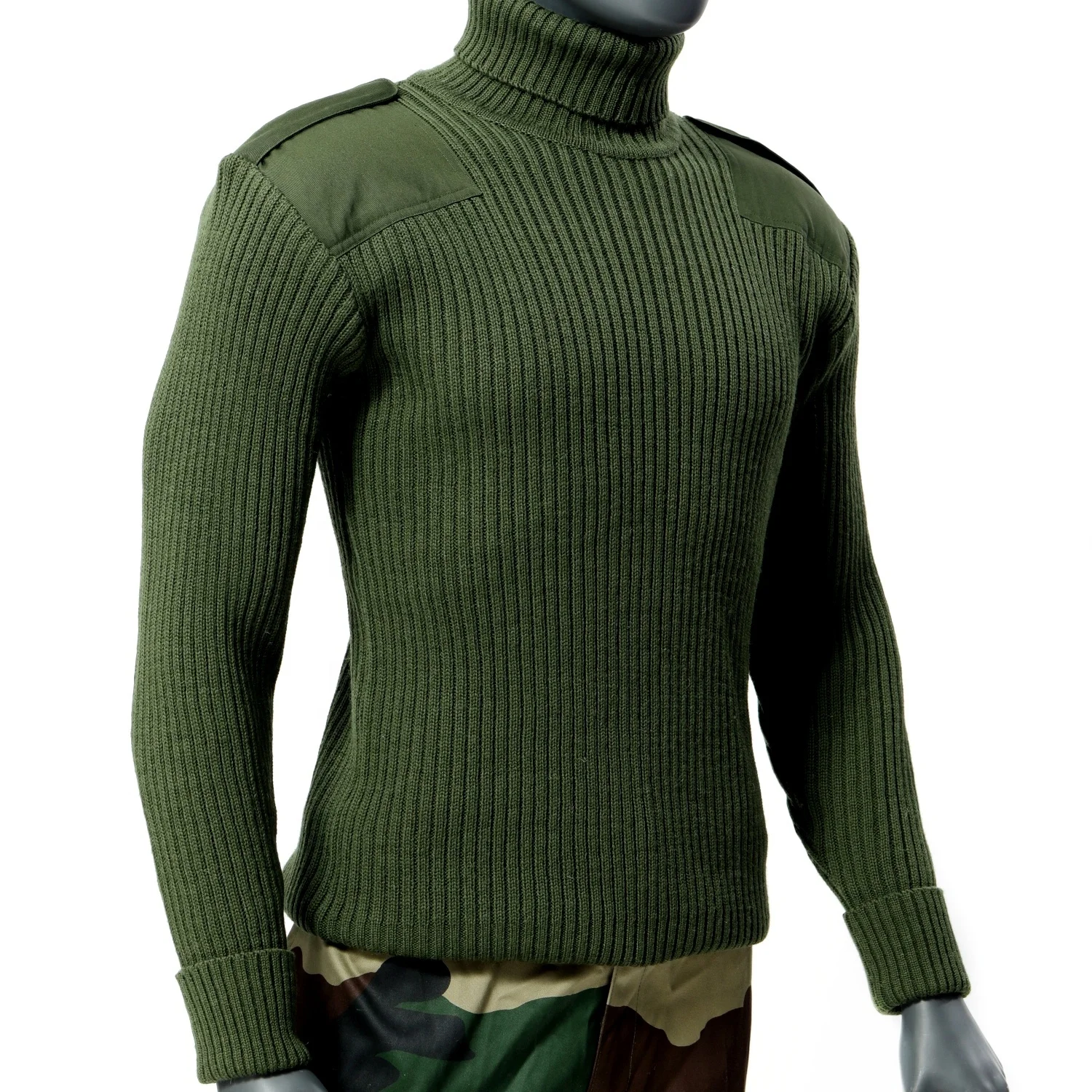 Acrylic Mil Spec Sweater GI Standard Duty Pullover Jungle Green with Knitted Olive Wool Army Green Tactical Sweater