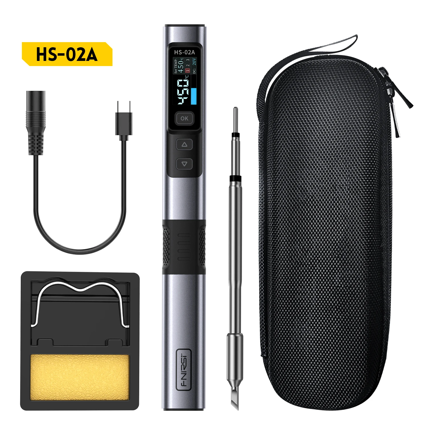 New Fnirsi HS-02 Soldering Iron 100W Max Portable Intelligent Electric Soldering Iron With Screen Display Smart Rapid Heating