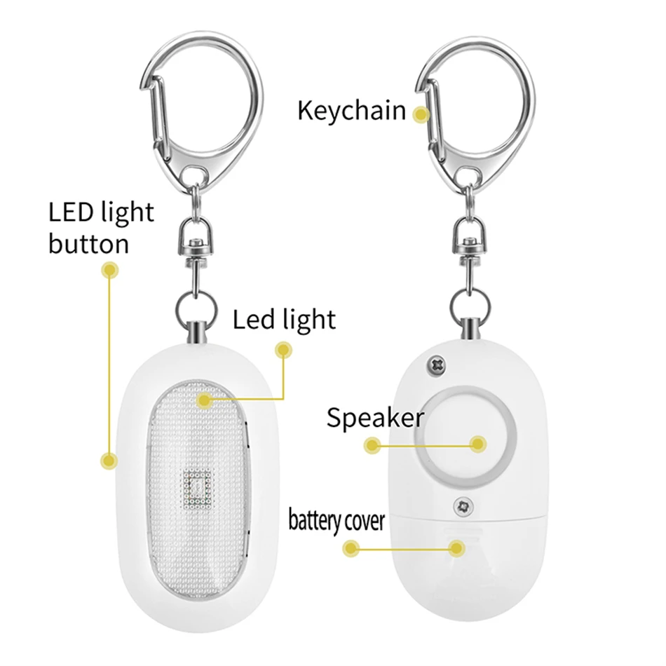Factory Price Bright Light Loud Safety Buzzer Personal Security Alarm Keychain With Led Flash Light