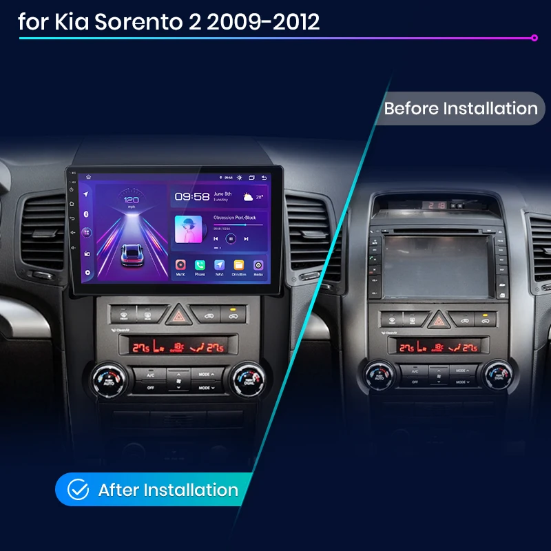 Junsun V1 EU Stock CarPlay 2 din Android Auto Car Radio Navigation for Kia Sorento 2 XM 2009-2012 Car Autoradio Multimedia Video