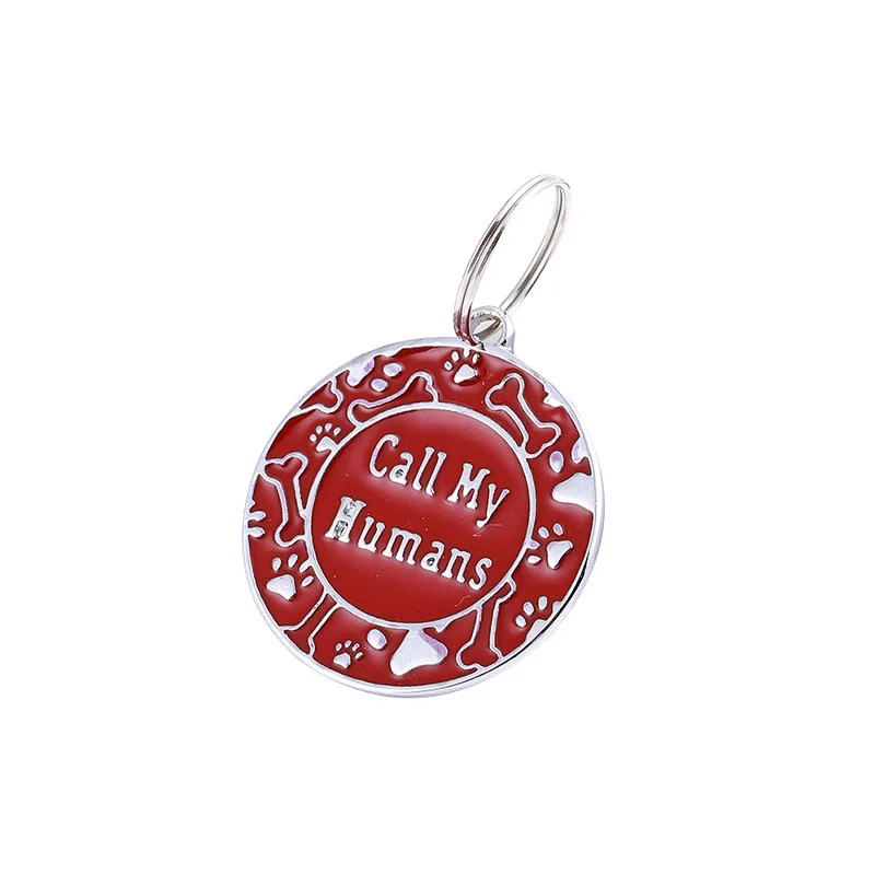 Factory wholesale printing collar zinc alloy engrave able dog tag Cute round hanging tag engraveable prevent loss qr code tag