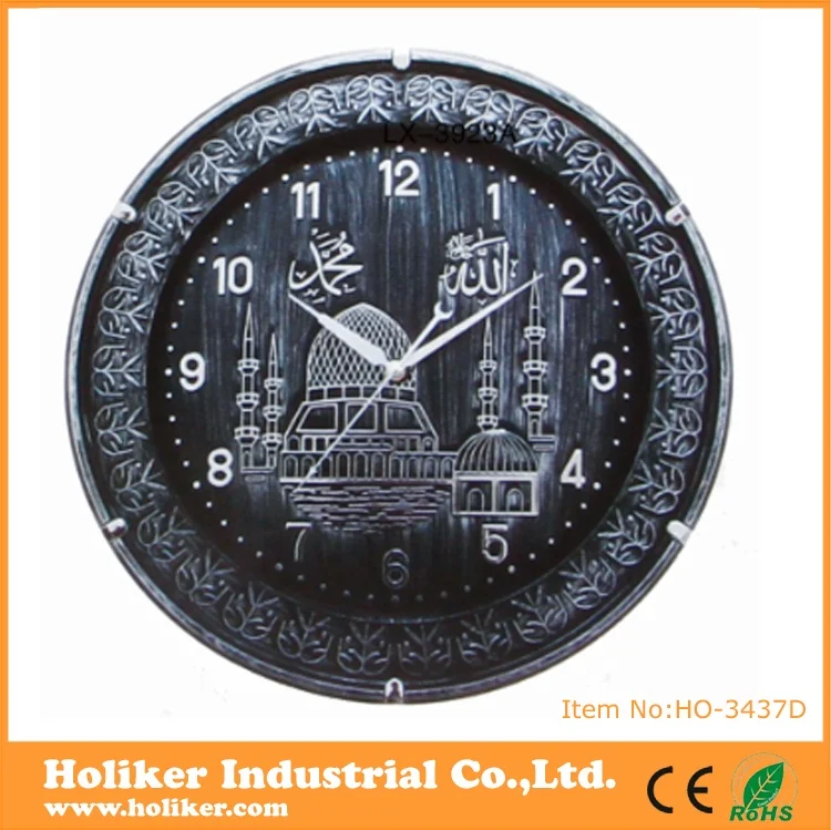 luxury design Indian Islamic prayer time clock themes azan wall clock with music