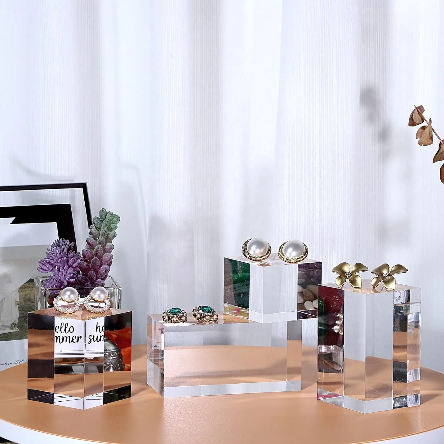 HQ Premium Acrylic cube display risers Transparent Solid Acrylic Display Blocks Figures organizer holder for Photography Props