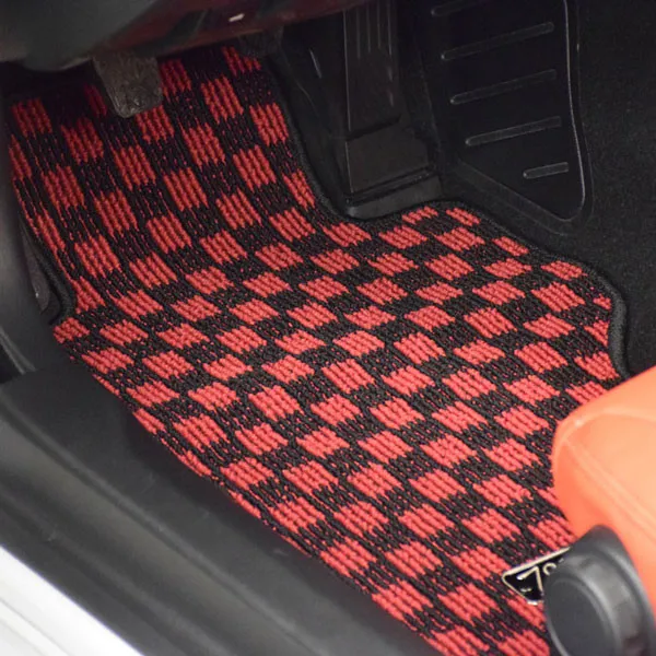 Universal Tufted Car Floor Mats with Checkered Pattern Carpet for Car with TPR Backing for all cars