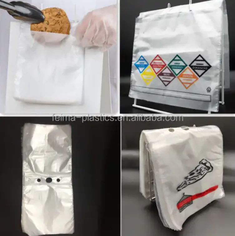 Custom Wholesale Transparent Greaseproof Food Package Deli Bags Plastic Saddle Bag