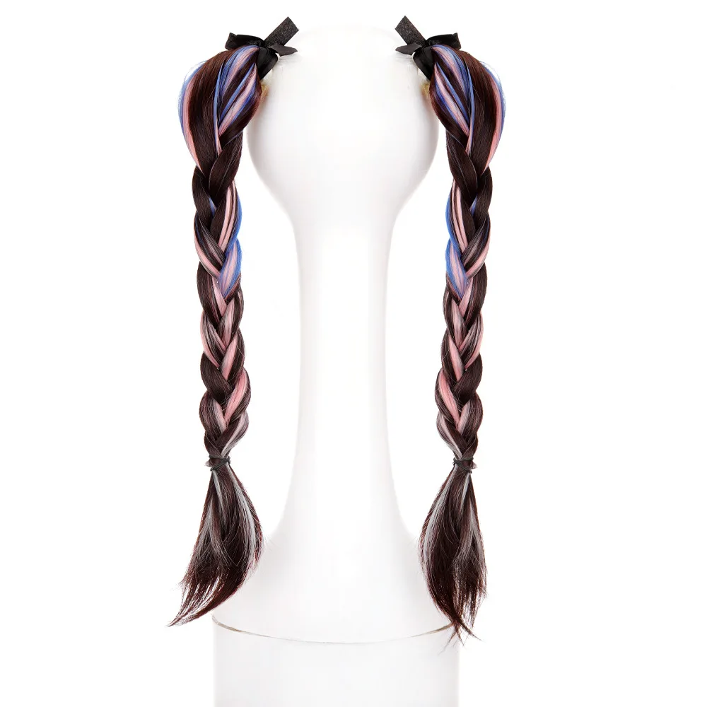Two  color gradient color wig gradient invisible ponytail lace-up dyed long straight hair ponytail