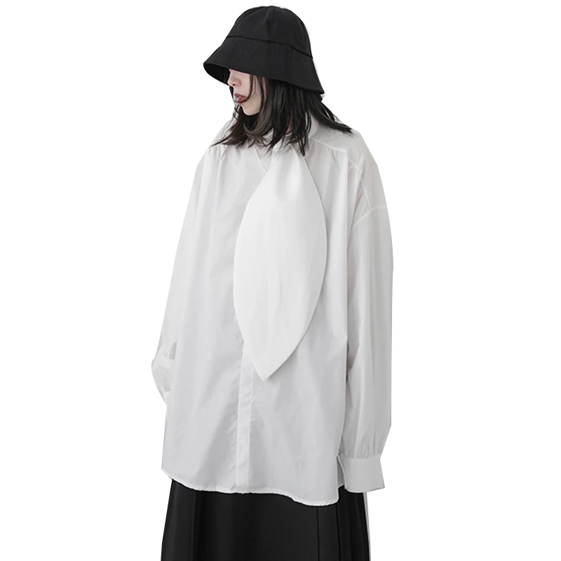 
ONEINALL Stand Collar Lantern Sleeve Blouses Female 2021 Spring Clothing Fashion 