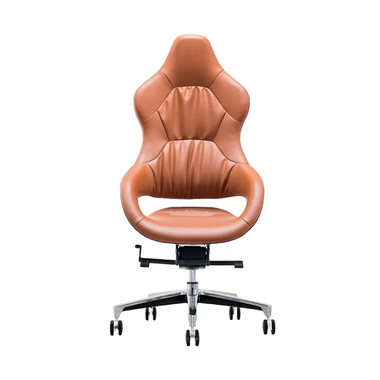 Fashion Luxury Microfiber Brown Leather Lift Computer Chair Comfortable Swivel Chair Conference Office Manager Chair