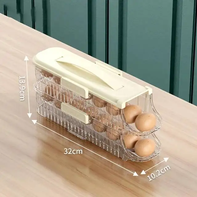 Wholesale Drawer Type Egg Dispenser Storage Box Transparent Egg Organizer Rack Kitchen Refrigerator Egg Storage Containers