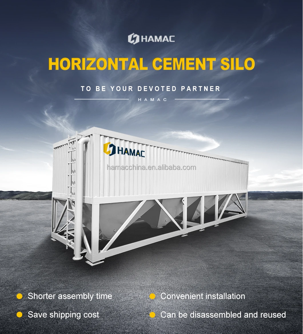 Cheap price mobile container horizontal cement silo 100 ton large size horizontal cement silo for sale