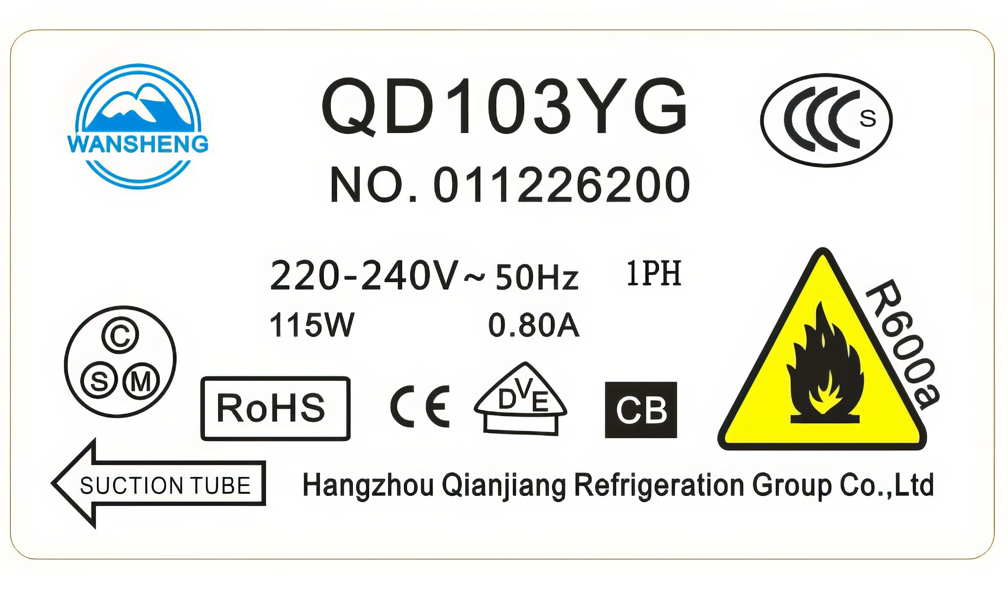 custom Waterproof high temperature resistant refrigerator freezer compressor nameplate label identification self-adhesive label