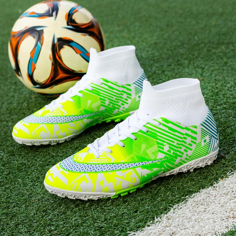 High-Top Stylish Durable Anti-Slip Cleats Soccer Sneakers Athletic Big Kids Football Shoe Indoor Outdoor TF Soccer Shoes For Men