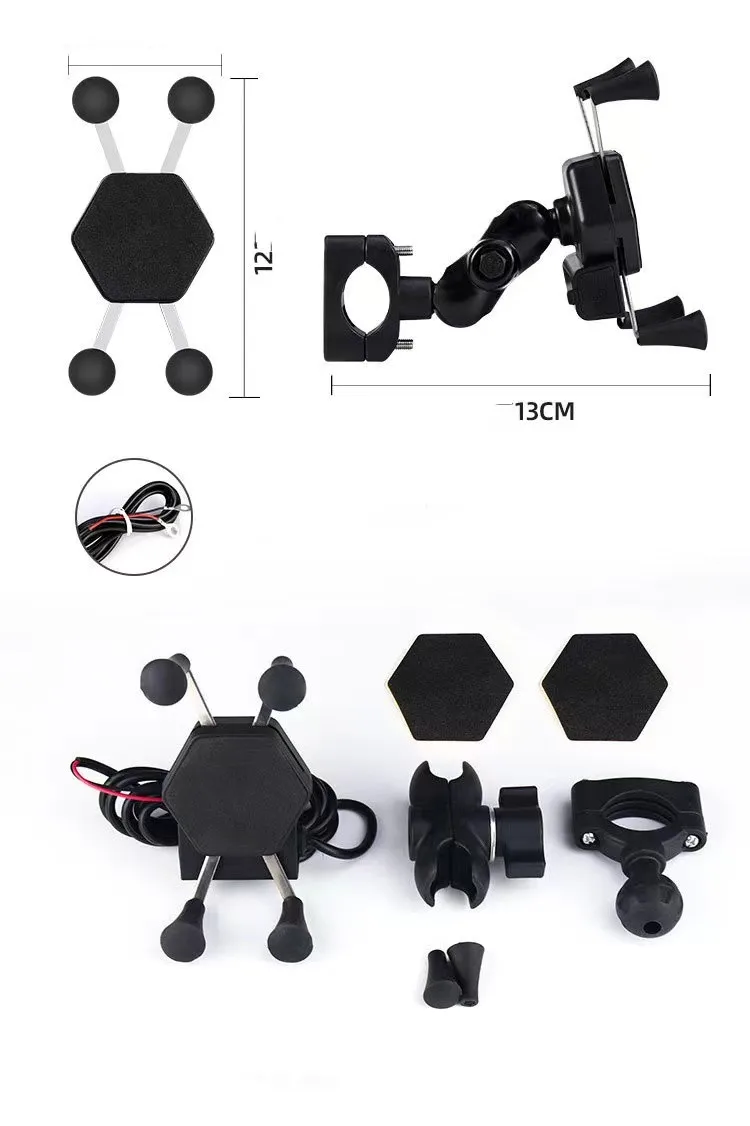 Wholesale Motorcycle mobile phone holder electric bike modified USB charger mirror seat adjustable mobile phone holder