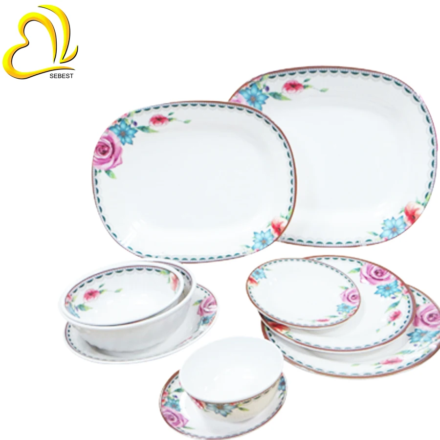 SEBEST Eco-Friendly 16pcs CE Japanese style elegant melamine tableware custom melamine dinnerware sets