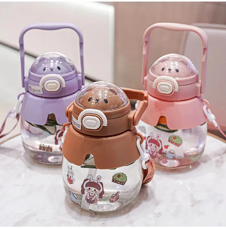 1000ml Big Capacity Gourde Enfant Portable Bpa Free Reusable Travel Kids Plastic Water Bottle With Straw