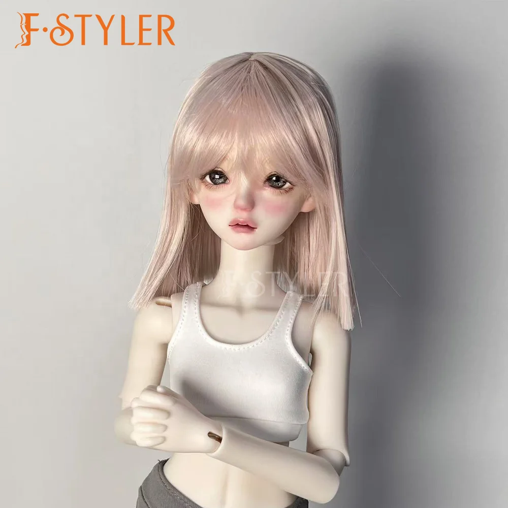 FSTYLER Synthetic Mohair BJD Silky Medium Straight Hairstyles Custom Wholesale Bulk Sale Doll Accessories for BJD Doll Hair Wig