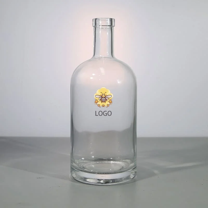 750ml Transparent Glass Bottle for Vodka and Whiskey - Custom Shape and Coating Variations