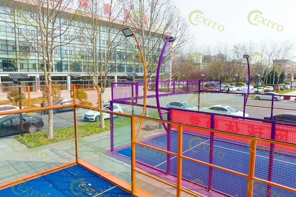 EXITO Worldwide Gold Manufacturer Automatic Model, Hot Dip Galvanized Portable Panoramic Padel Tennis Court