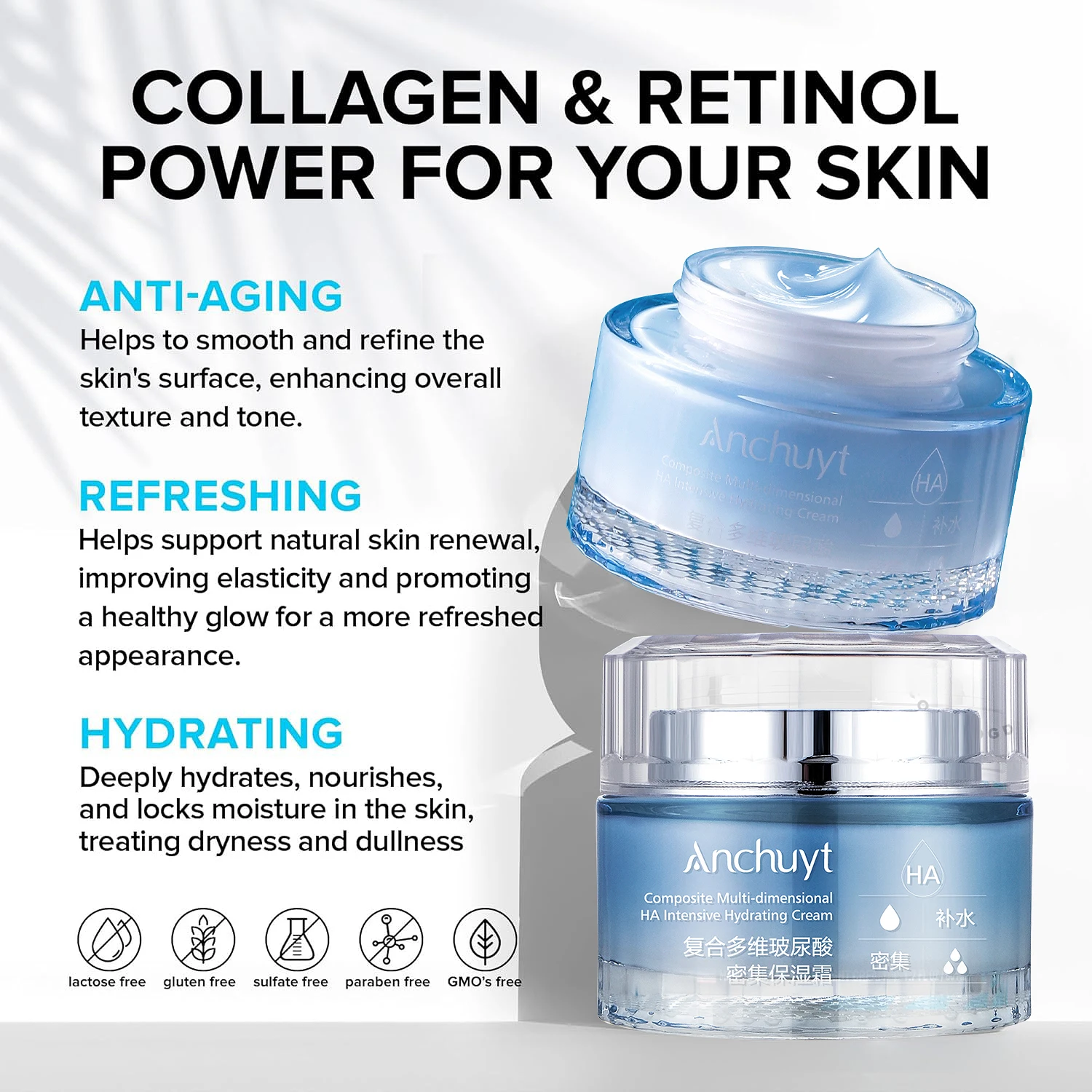 Private label Skin Care Deeply Moisturizing  Whitenining Facial Cream Anti Wrinkle&Aging Moisturizing Hyaluronic Acid Face Cream