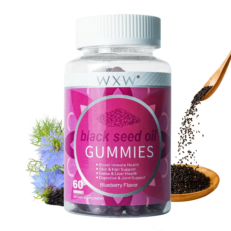 WXW Black Seed Oil Gummies Black Cumin Seed Oil Gummies For Bones Hairs Nails Growth In Stock