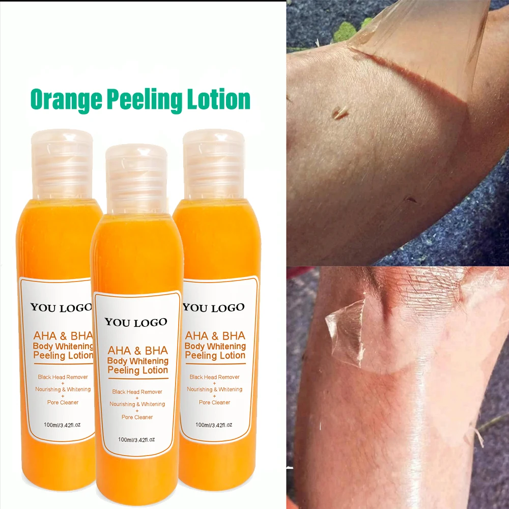 Most Effective AHA BHA body peeling lotion knuckles removing dead skin whitening organic orange peeling lotion