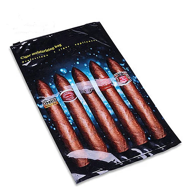 Custom Printed 100% Natural Cigar Wrapper Packaging Cigar Ziplock Bag three side seal plastic tobacco bag