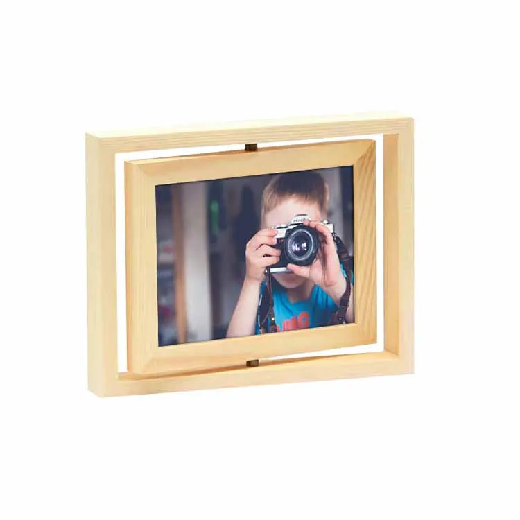 Creative Solid Wood 8-inch Nordic Double-sided Rotating Photo Frame Can Hold Two Photos Wooden Photo Frames