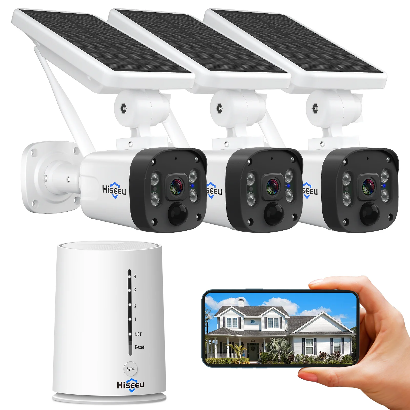 3MP Solar Security Camera, Rechargeable Battery Camera Forever Power Wire-Free Wireless Home Camera System with 30-Day Cloud