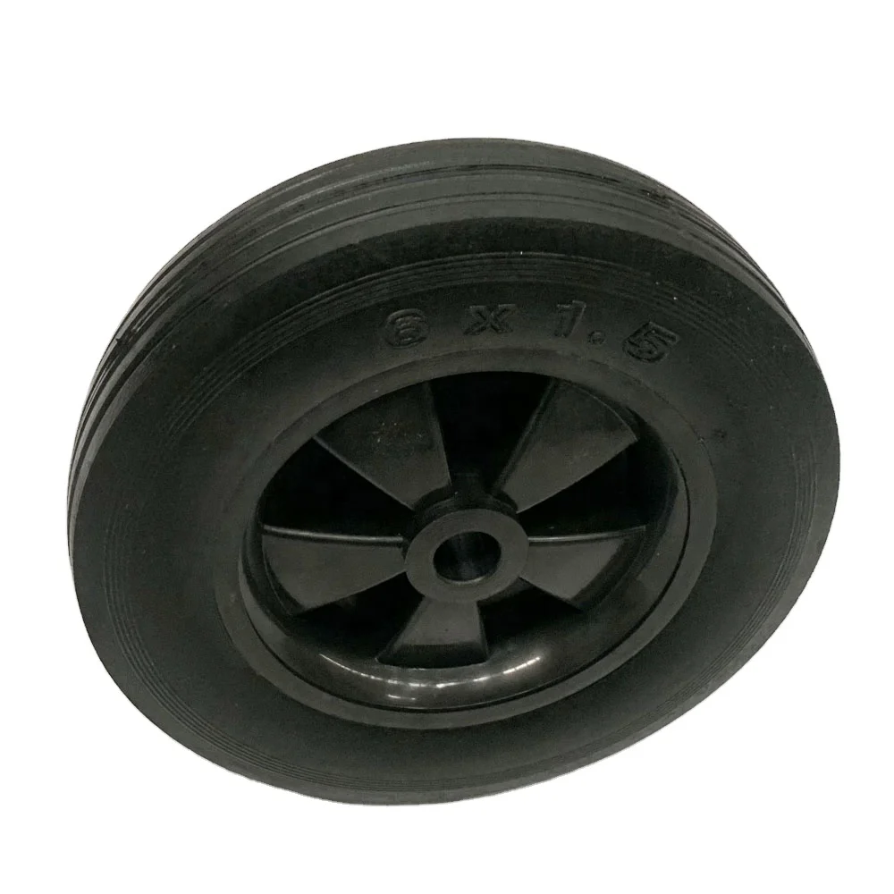 6X1.5 Inch Semi-hollow Solid Rubber Wheels With Bearing for Lawn Mower Hand Trolley and tool cart