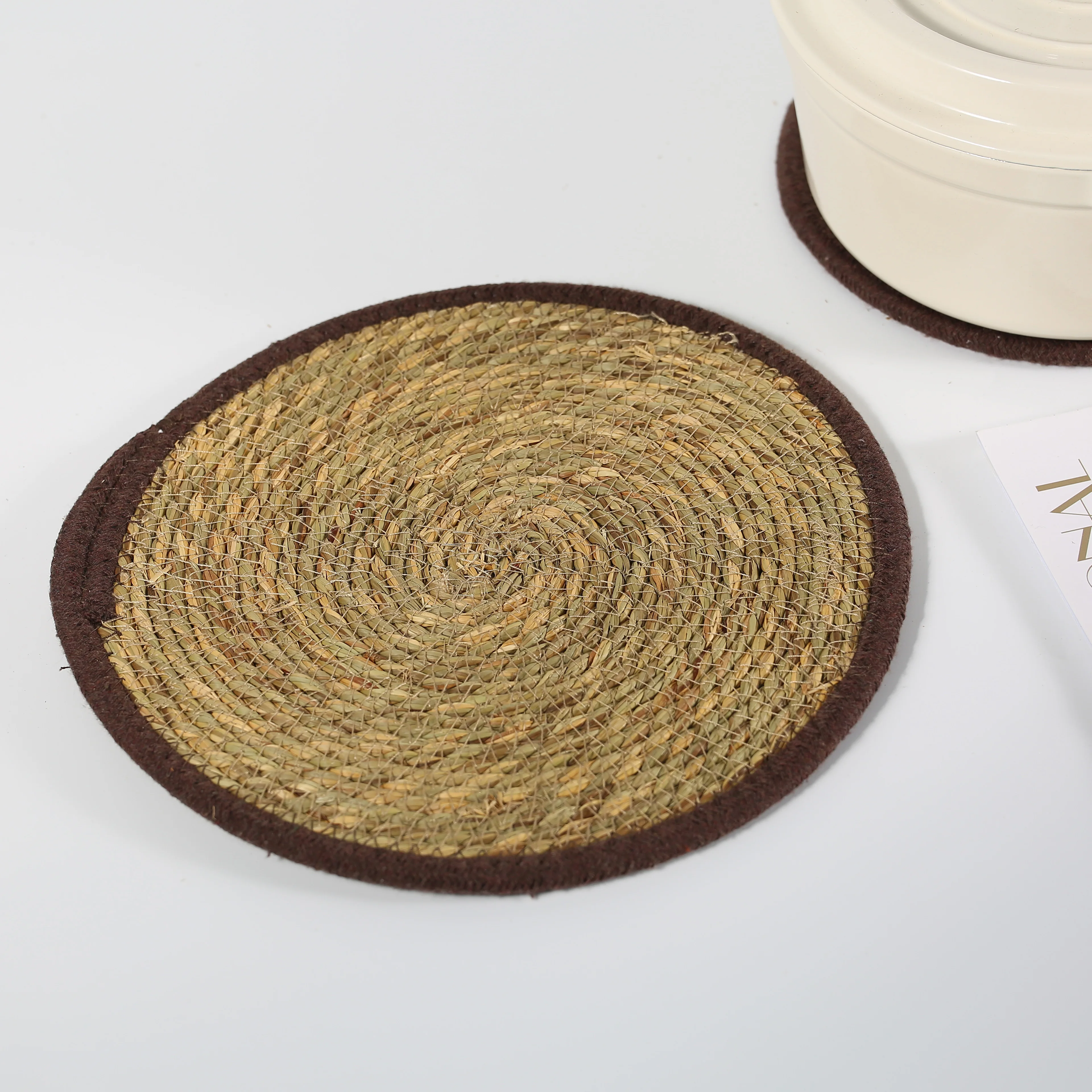 Tabletex Water Hyacinth Straw Braided Handmade Placemats Round Woven Placemats Natural Wicker Place mat