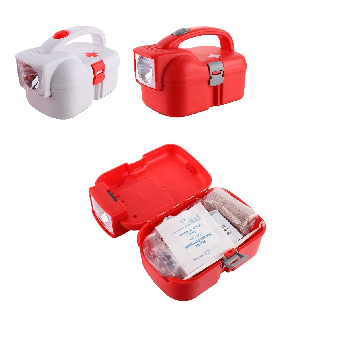 Portable Waterproof torch First aid kit with flashlight for outdoor car or travel