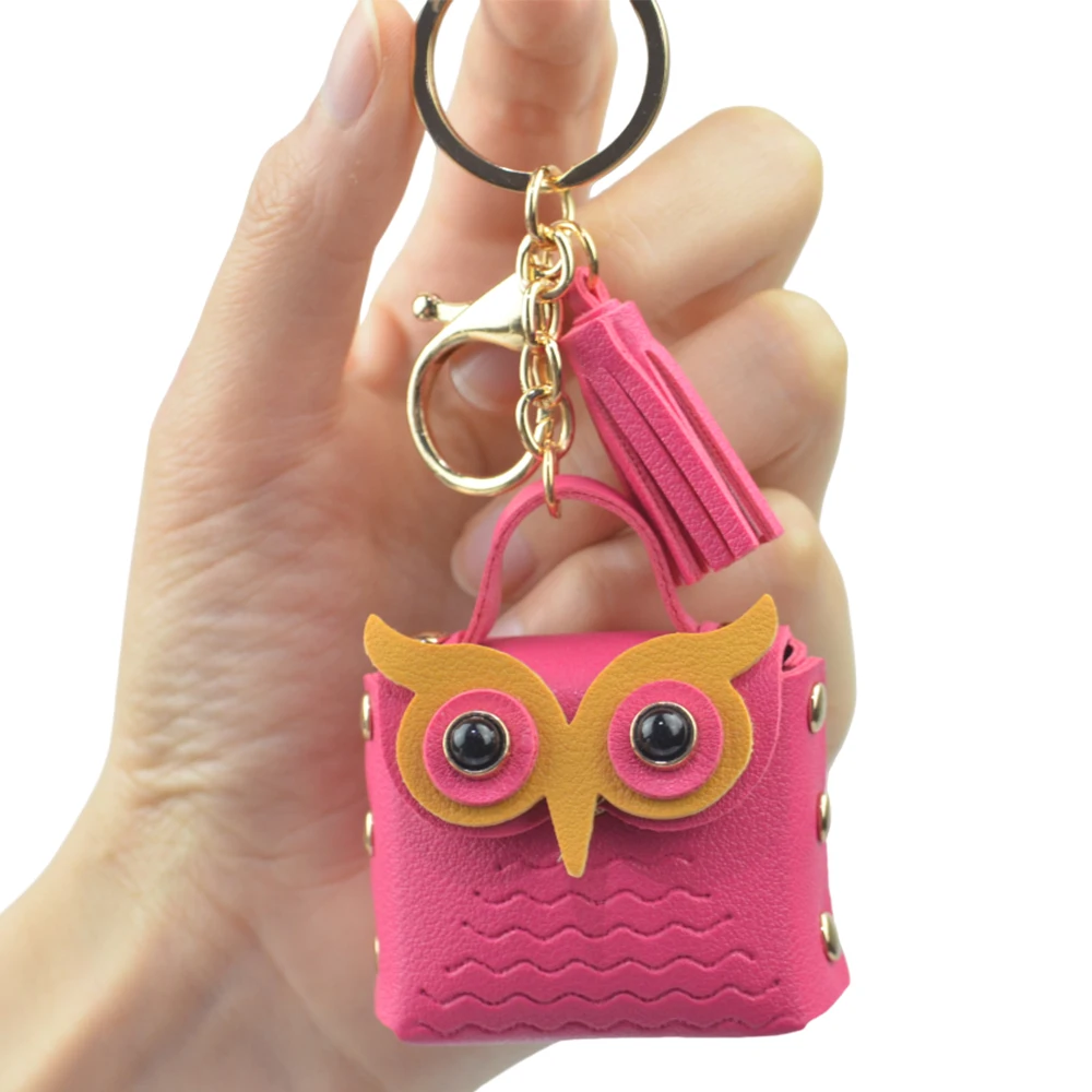 Custom Owl Keychain Cute PU Leather Keychains