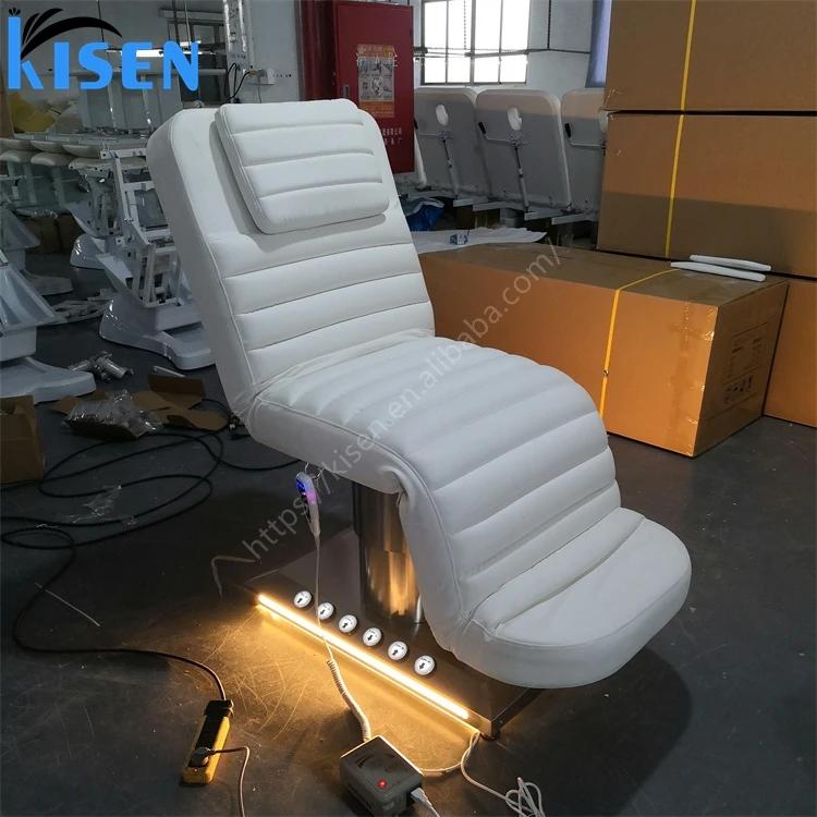 High end 2024 soft milking massage lift table professional electric eyelash facial SPA cosmetic white beauty salon furniture bed