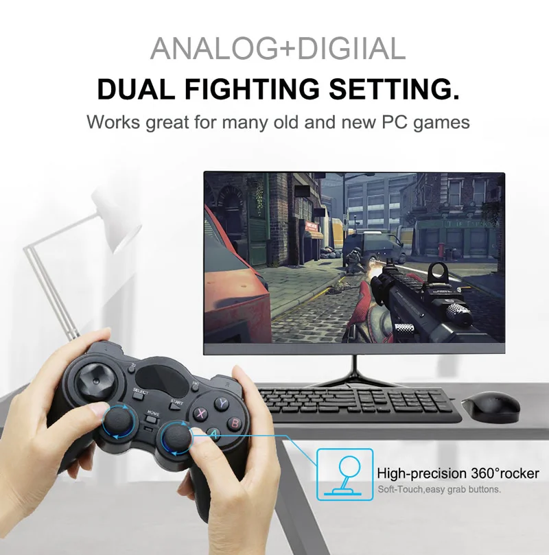 2.4G Wireless Game Controller Joystick Gamepad with OTG Converter for PS3/PC/TV Box Android Smart Phone
