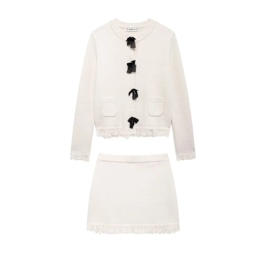 PB&ZA Women 2024 Autumn New Chic Fashion Knitted mini Skirt Vintage High Waist Female Skirts Mujer