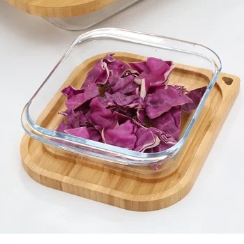 Jasper Glass Oval Baking Dish/Lasagna Pan with Natural Bamboo Lid utensilios para hornear de vidri
