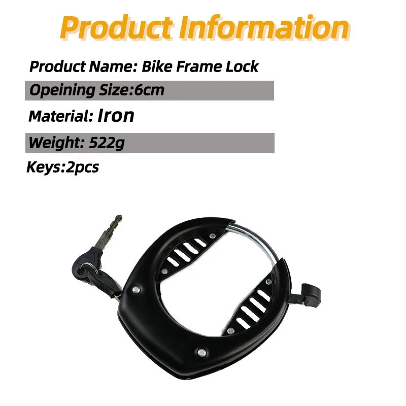 high security 6cm opening thicken steel bicycle Bike Frame Lock with 2 keys