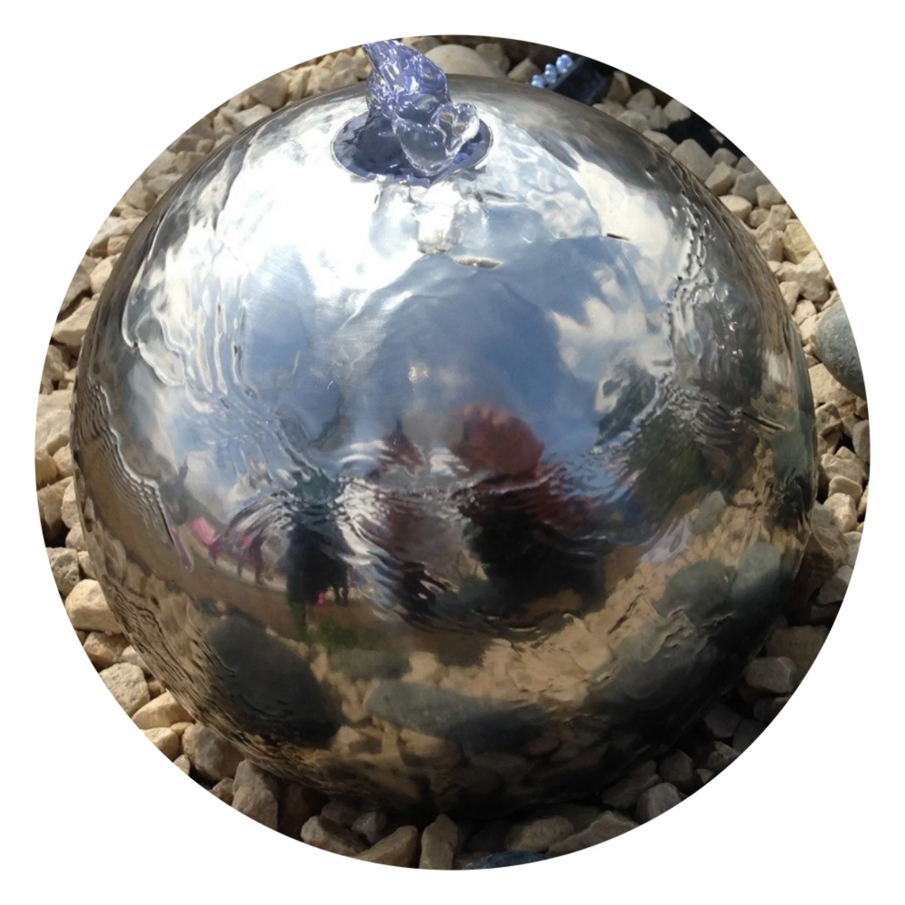 Modern Outdoor Ball Statue Metal Water Feature Stainless Steel Fountain Sphere