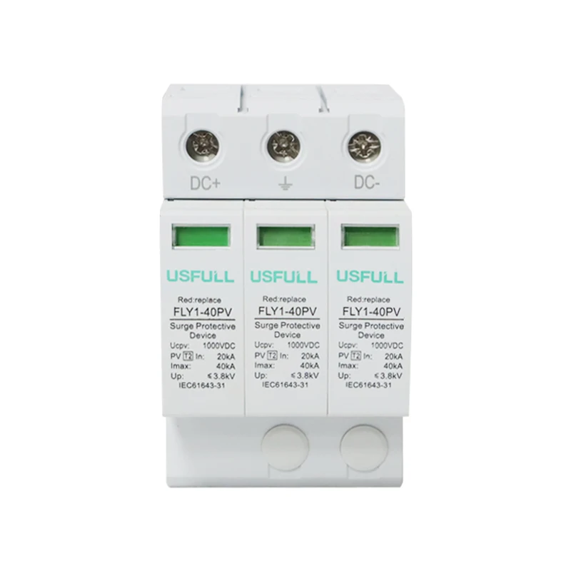 USFULL Factory Surge Protection Device DC SPD  20KA 40KA 600V 1000V Thunder Suppressor for Home Household 2Pole 3Pole