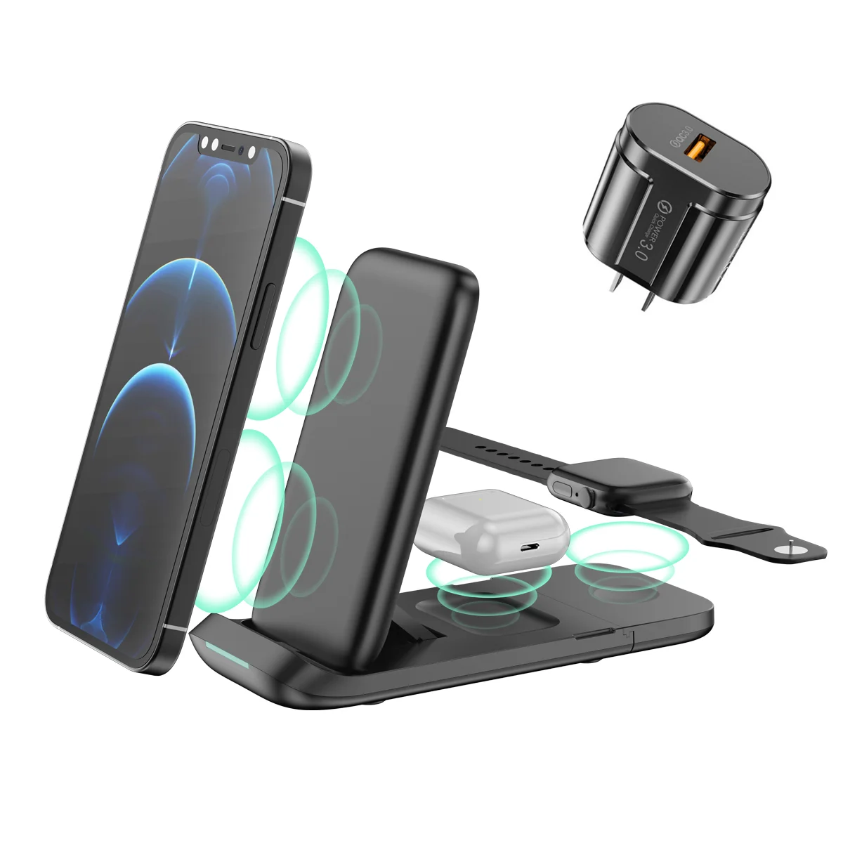 Hot Sell Google Pixel Charging Stand Fitbit Sense Pom Wireless 15W Jabra Evolve Oculus Quest Onn Dual Wireless Charger